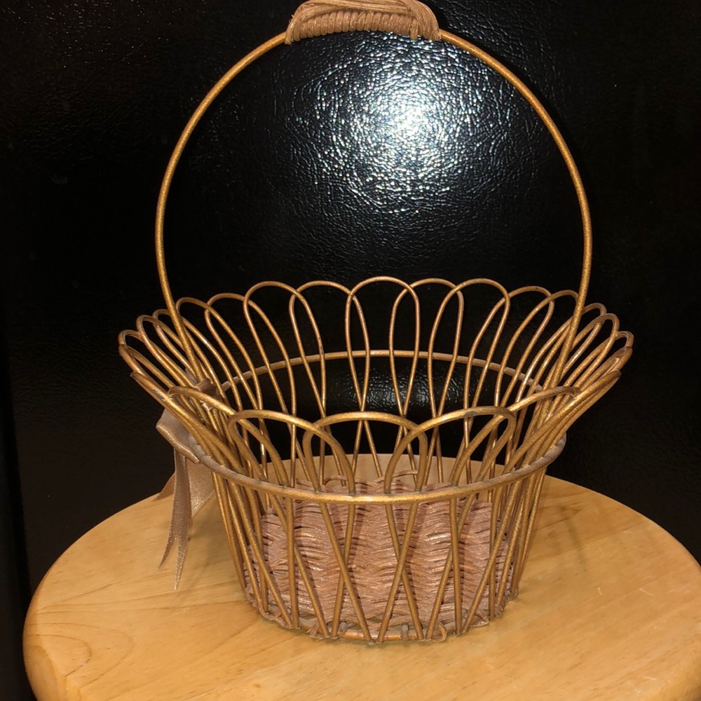 🧺 Oval Coated Metal & Wood Basket